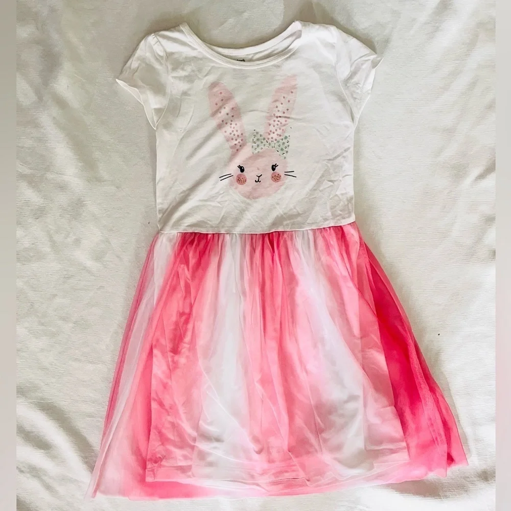 Carter's kids Pink and White Bunny tulle dress